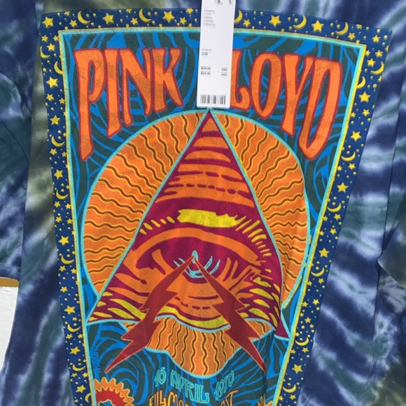 Urban Outfitters X Pink Floyd Pyramid Blue Tie Dye Oversized Band Graphic Tee - Picture 6 of 6